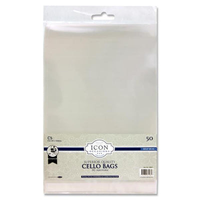 Icon Occasions C5 Self Seal Cello Bags - Pack of 50-Cellophane Bags & Rolls-Icon|Stationery Superstore UK