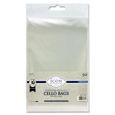 Icon Occasions 5x7 Self Seal Cello Bags - Pack of 50-Cellophane Bags & Rolls-Icon|Stationery Superstore UK