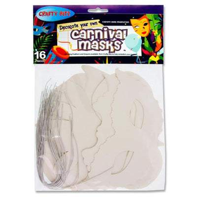 Crafty Bitz Decorate Your Own Masks - Carnival Masks - Pack of 16-Mask Crafts-Crafty Bitz|Stationery Superstore UK