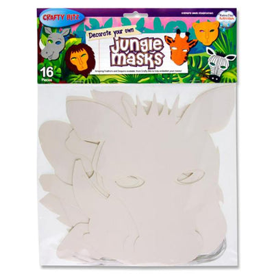 Crafty Bitz Decorate Your Own Masks - Jungle Animals - Pack of 16-Mask Crafts-Crafty Bitz|Stationery Superstore UK
