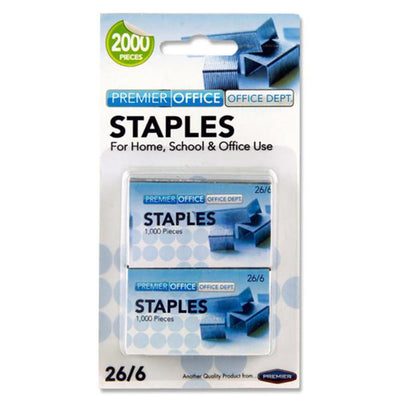 Premier Office 26/6 Staples - Pack of 2x1000 Staples-Staplers & Staples-Premier Office|Stationery Superstore UK