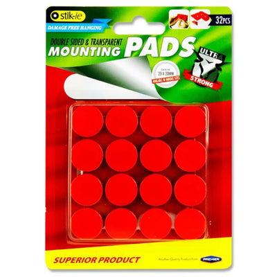 Stik-ie Double Sided Mount Pads - 20mm - Clear - Pack of 32-Sticky Pads & Glue Dots-Stik-ie|Stationery Superstore UK