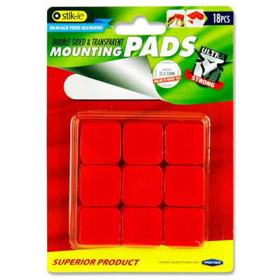 Stik-ie Double Sided Mount Pads - 25mm - Clear - Pack of 18-Sticky Pads & Glue Dots-Stik-ie|Stationery Superstore UK