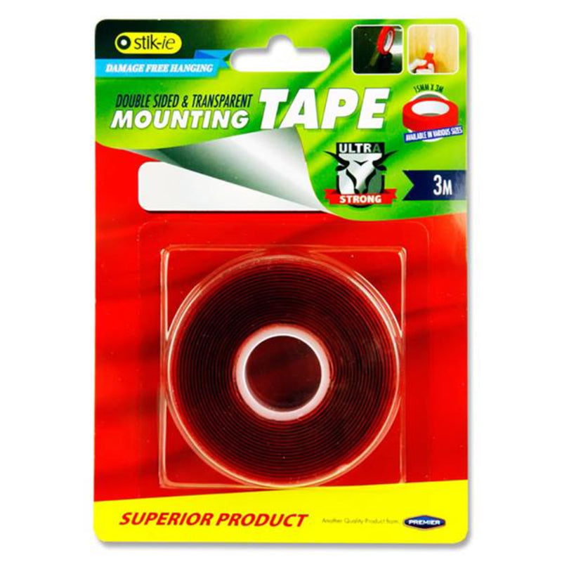 Stik-ie Double Sided Mounting Tape - 3mx15mm - Clear-Multipurpose Tape-Stik-ie|Stationery Superstore UK