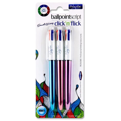 pro-scribe-4-in-1-ballpoint-pens-shine-pack-of-3|Stationerysuperstore.uk