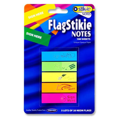 Stik-ie Flag Page Markers - Design: Sign Here - Pack of 5-Sticky Notes-Stik-ie|Stationery Superstore UK