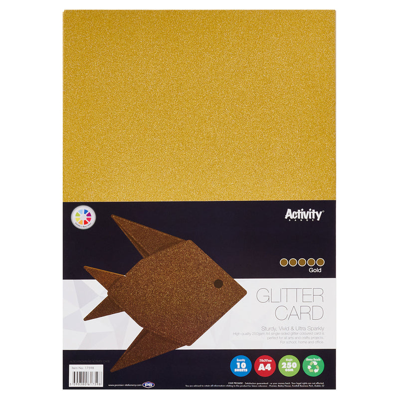 Premier Activity A4 Glitter Card - 250 gsm - Gold - 10 Sheets-Craft Paper & Card-Premier|Stationery Superstore UK
