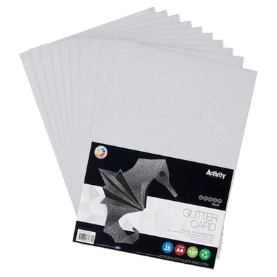 Premier Activity A4 Glitter Card - 250 gsm - Silver - 10 Sheets