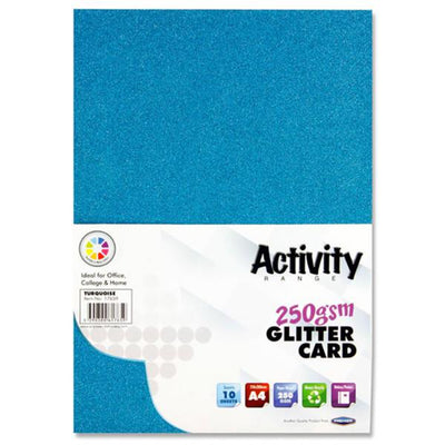 Premier Activity A4 Glitter Card - 250 gsm - Turquoise - 10 Sheets-Craft Paper & Card-Premier|Stationery Superstore UK