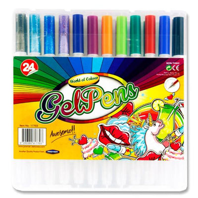 World of Colour Gel Pens - Box of 24-Gel Pens-World of Colour|Stationery Superstore UK