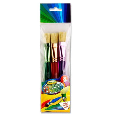 World of Colour Big Grip Brush Set - Flat - Pack of 3-Paint Brushes-World of Colour|Stationery Superstore UK