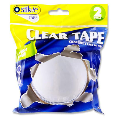 Stik-ie Tape Rolls 50m x 19mm - Clear - Pack of 2-Multipurpose Tape-Stik-ie|Stationery Superstore UK