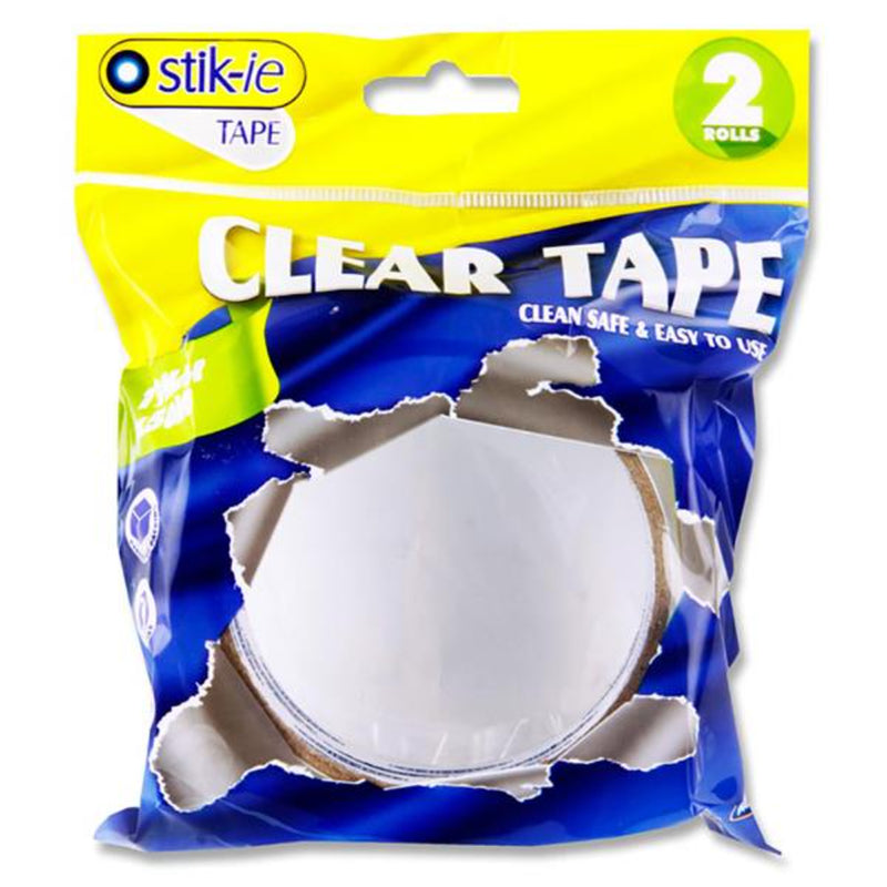 stik-ie-tape-rolls-50m-x-19mm-clear-pack-of-2|Stationerysuperstore.uk