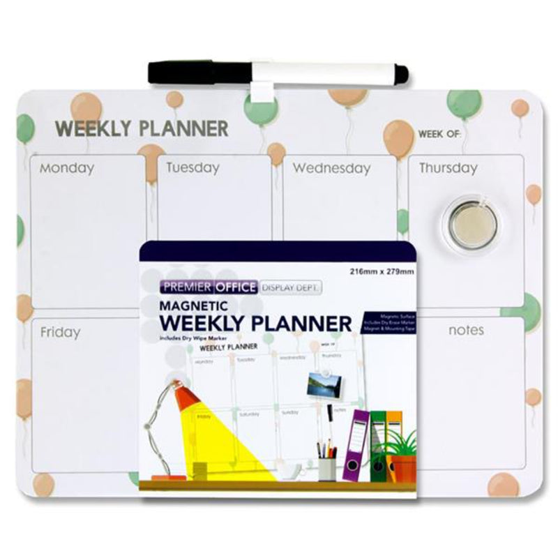Premier Office 216x279mm Magnetic Weekly Planner Dry Wipe Board - Spots-Dry Wipe Planners-Premier Office|Stationery Superstore UK