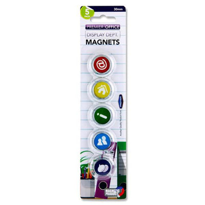 Premier Office 30mm Round Magnets - IT Icons - Pack of 5-Magnets-Premier Office|Stationery Superstore UK