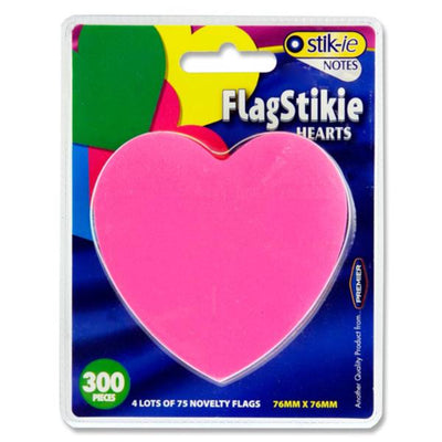 Stik-ie 4 x 75 Sheets FlagStikie Notes - 76x76mm - Hearts-Sticky Notes-Stik-ie|Stationery Superstore UK