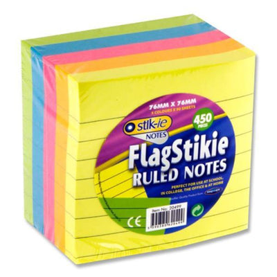 Stik-ie FlagStikie Ruled Notes -76 x 76mm - 450 Pieces-Sticky Notes-Stik-ie|Stationery Superstore UK