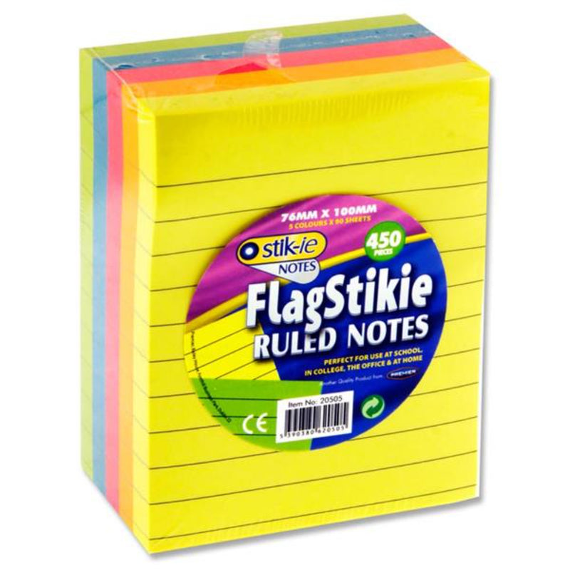 Stik-ie FlagStikie Ruled Notes -76x100mm - 450 Pieces-Sticky Notes-Stik-ie|Stationery Superstore UK