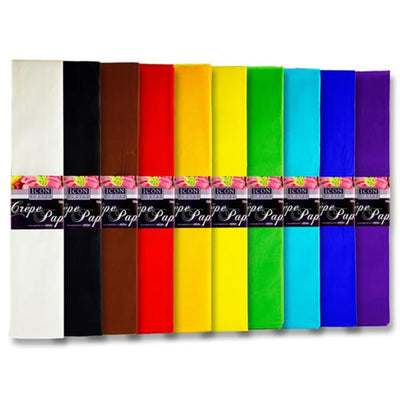 Icon Multipack | Crepe Paper - 50cm x 2m - Assorted Colours - Pack of 10-Crepe Paper-Icon|Stationery Superstore UK