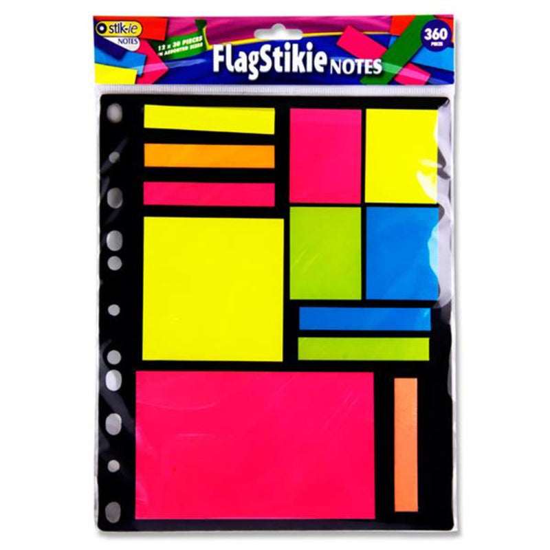 Stik-ie FlagStikie Notes in Various Colours and Sizes - Pack of 12