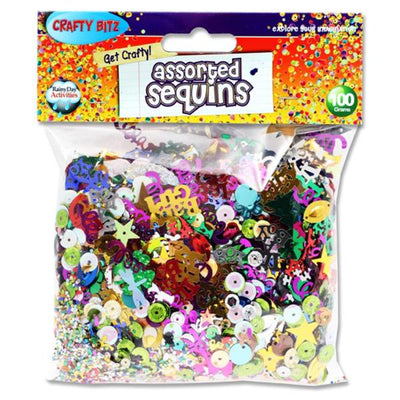 Icon Assorted Sequins - Bag of 100g-Sequins & Glitter-Icon|Stationery Superstore UK