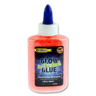 Stik-ie Glow In The Dark Glitter Glue - 89ml - Electrifying Pink-Sequins & Glitter-Stik-ie|Stationery Superstore UK