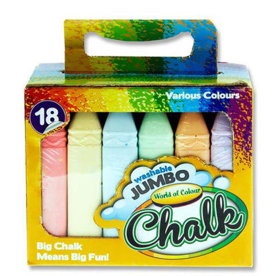 World of Colour Washable Jumbo Chalk - Coloured - Box of 18-Chalk-World of Colour|Stationery Superstore UK