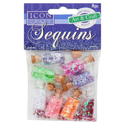 Icon Sequin Stars in Glass Jar - 2.5g - Pack of 8-Sequins & Glitter-Icon|Stationery Superstore UK