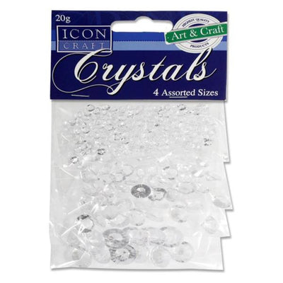 Icon Clear Crystals - 4mm to 12mm - Bag of 20g-Rhinestones & Flatbacks-Icon|Stationery Superstore UK