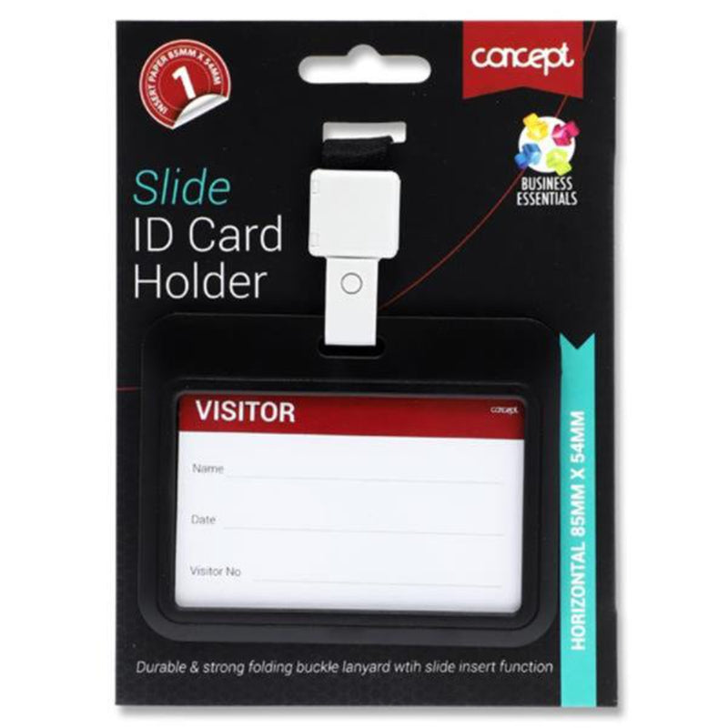 Concept Slide ID Card Holder Buckle Lanyard - Horizontal - Black-ID Card Holders & Landyards-Concept|Stationery Superstore UK
