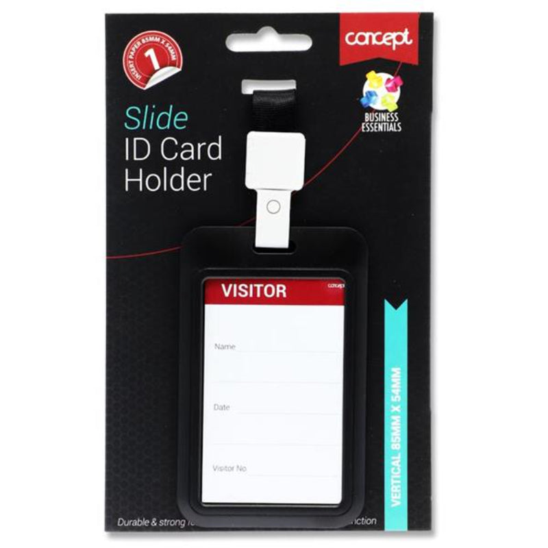 Concept Slide ID Card Holder Buckle Lanyard - Vertical - Black-ID Card Holders & Landyards-Concept|Stationery Superstore UK