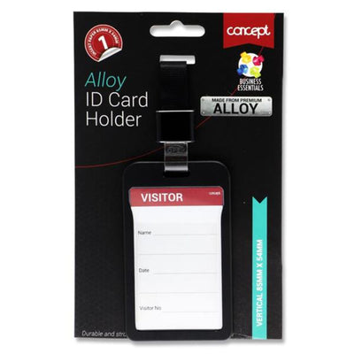 concept-alloy-id-card-holder-clear-clip-lanyard-vertical-black|Stationerysuperstore.uk