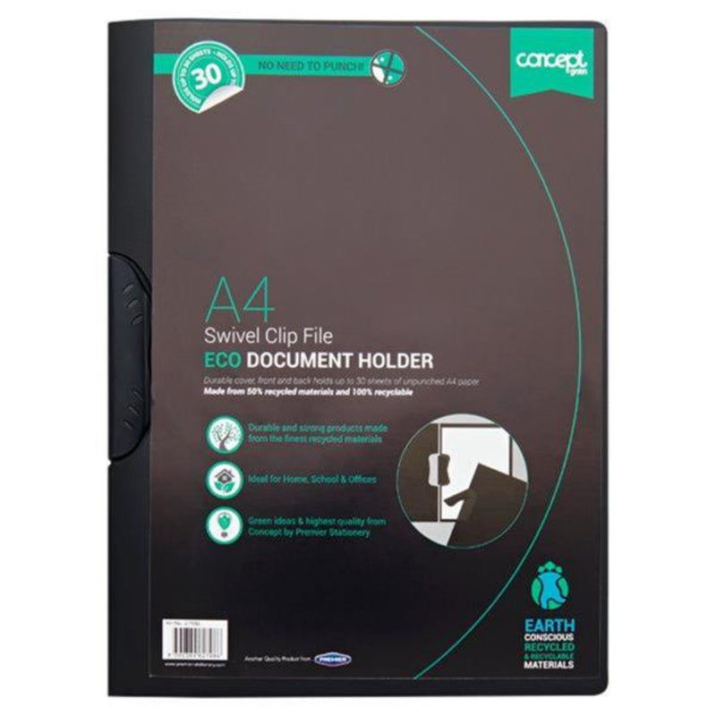 Concept Green A4 Eco Swivel Clip File - 30 Sheet Document Holder-Report & Clip Files-Concept Green|Stationery Superstore UK