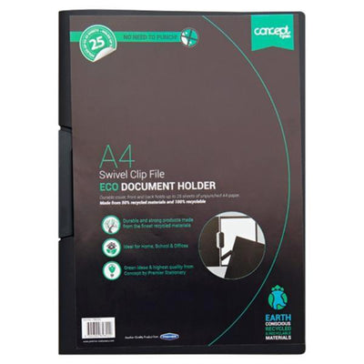 Concept Green A4 Eco Swivel Clip File - 25 Sheet Document Holder-Report & Clip Files-Concept Green|Stationery Superstore UK