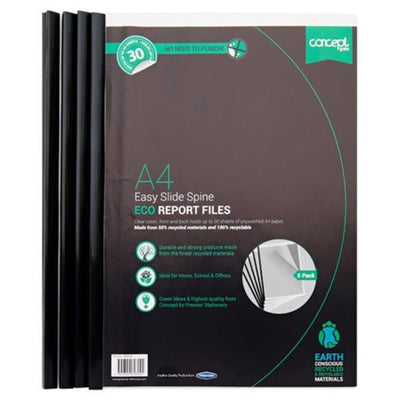 Concept Multipack | Green A4 Eco Easy Slide Spine Report Files - Pack of 5-Report & Clip Files-Concept Green|Stationery Superstore UK