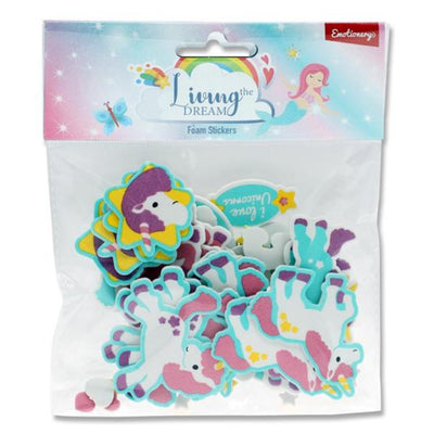 emotionery-living-the-dream-foam-stickers-unicorns|Stationerysuperstore.uk