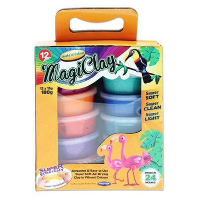 World of Colour Super Stretchy Magiclay - Tubs of 12-Modelling Clay-World of Colour|Stationery Superstore UK