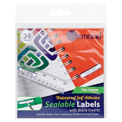 Ormond 70mm x 15mm Waterproof Self Adhesive Sealable Labels - Pack of 24-Labels-Ormond|Stationery Superstore UK