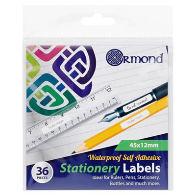 Ormond 45mm x 12mm Waterproof Self Adhesive Stationery Labels - Pack of 36-Labels-Ormond|Stationery Superstore UK