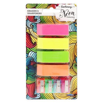 Emotionery Sharpeners & Erasers - Neon - Pack of 8-Erasers-Emotionery|Stationery Superstore UK