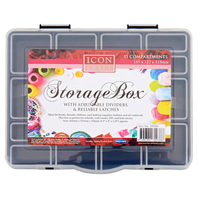 Icon 15 Compartment Storage Box - Black-Art Storage & Carry Cases-Icon|Stationery Superstore UK