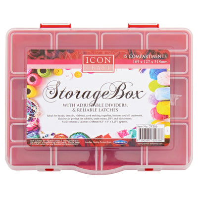 Icon 15 Compartment Storage Box - Red-Art Storage & Carry Cases-Icon|Stationery Superstore UK