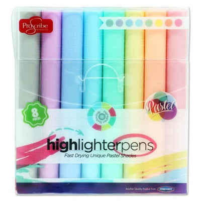 Pro:Scribe Highlighter Pens - Pack of 8-Highlighters-Pro:Scribe|Stationery Superstore UK