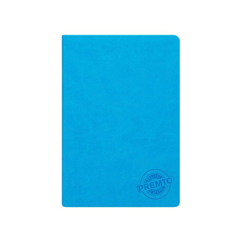 Premto A5 PU Leather Hardcover Notebook - 192 Pages - Printer Blue-A5 Notebooks-Premto|Stationery Superstore UK