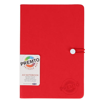 Premto A5 PU Leather Hardcover Notebook with Elastic Closure - 192 Pages - Ketchup Red-A5 Notebooks-Premto|Stationery Superstore UK
