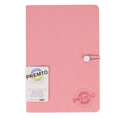 Premto Pastel A5 PU Leather Hardcover Notebook with Elastic Closure - 192 Pages - Pink Sherbet-A5 Notebooks-Premto|Stationery Superstore UK