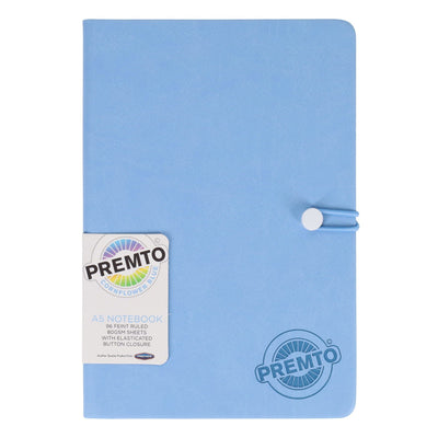 Premto Pastel A5 PU Leather Hardcover Notebook with Elastic Closure - 192 Pages - Cornflower Blue-A5 Notebooks-Premto|Stationery Superstore UK