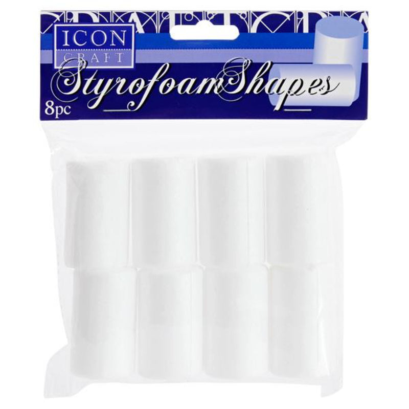 Icon Styrofoam Shapes - 30x50mm Cylinder - Pack of 8-Styrofoam/Polyestyrene-Icon|Stationery Superstore UK