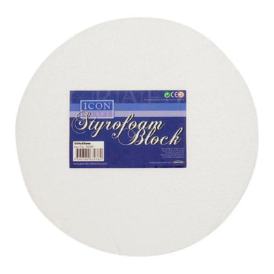 Icon Styrofoam Round Block - 254mm x 25mm-Styrofoam/Polyestyrene-Icon|Stationery Superstore UK