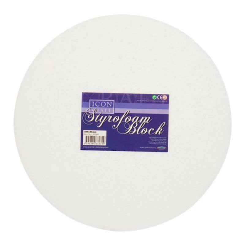 Icon Styrofoam Round Block - 304mm x 25mm-Styrofoam/Polyestyrene-Icon|Stationery Superstore UK